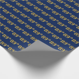 Papier Cadeau Blue, Faux Gold 89e (Quatre-vingt-neuvième)