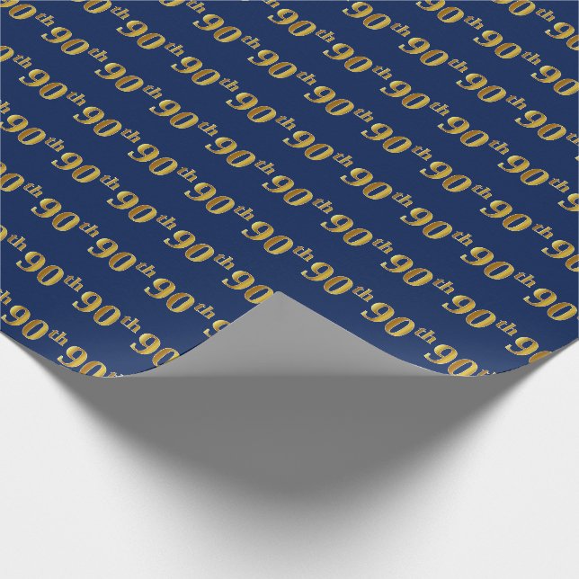Papier Cadeau Blue, Faux Gold 90e (Ninetieth) (Coin)