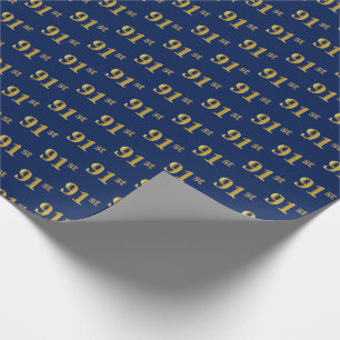 Papier Cadeau Blue, Faux Gold 91st (Quatre-vingt-onze)