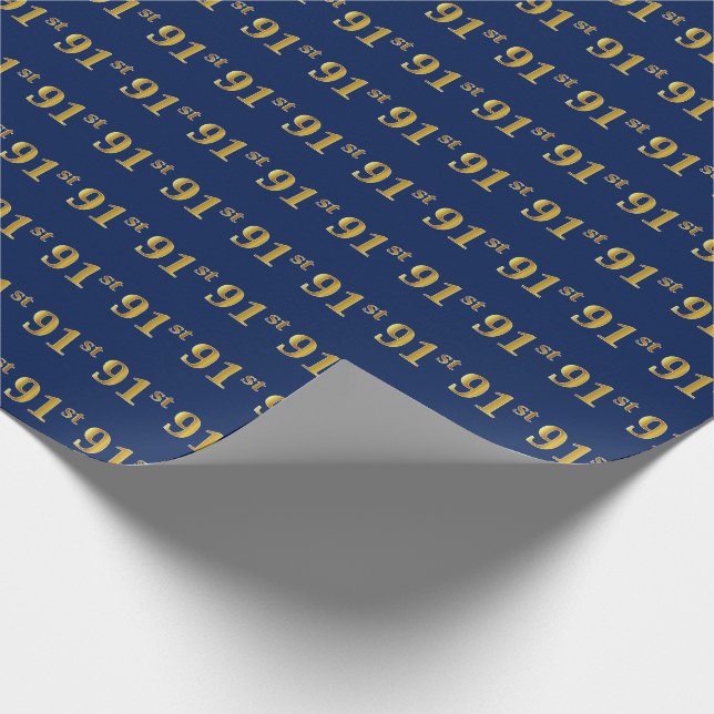 Papier Cadeau Blue, Faux Gold 91st (Quatre-vingt-onze) (Coin)
