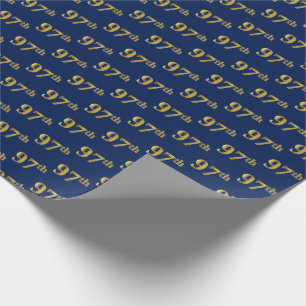 Papier Cadeau Blue, Faux Gold 97th (Quatre-vingt-dix-septième) E