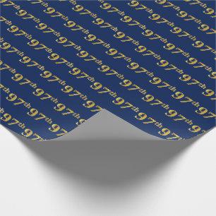 Papier Cadeau Blue, Faux Gold 97th (Quatre-vingt-dix-septième) E