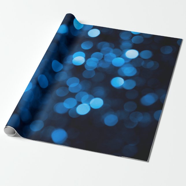 Papier Cadeau Blue glitter bokeh texture lights (Déroulé)