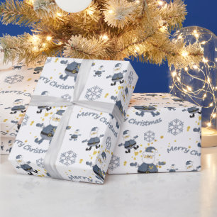 Papier Cadeau Blue Gold Denim Mode Noël Père Noël Motif