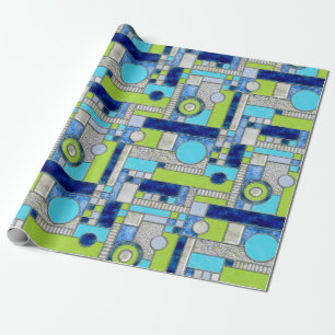 Papier Cadeau Blue Green Art Deco