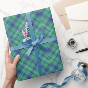 Papier Cadeau Blue Green Plaid Motif Pays Cadeau