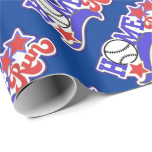 Papier Cadeau Blue Home Run Baseball