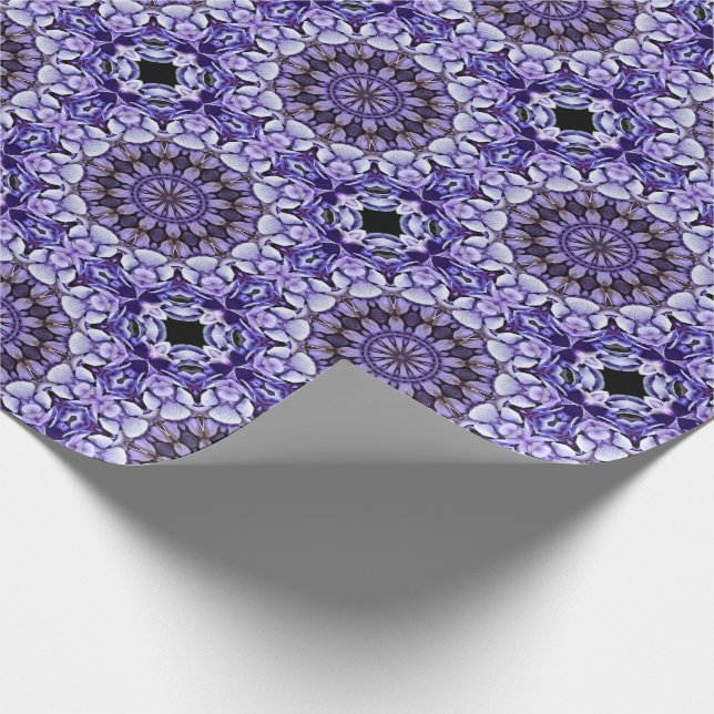 Papier Cadeau Blue Hydrangea Flower Petals Abstrait Art Motif (Coin)