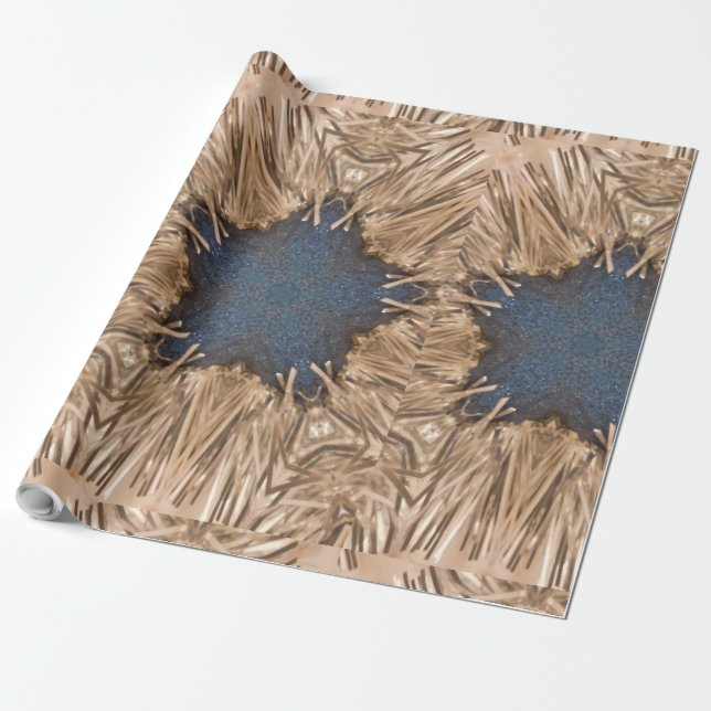 Papier Cadeau Blue Kaleidoscope Star Wicker Arrière - plan (Déroulé)