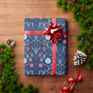 Papier Cadeau Blue Krampus Wrapping Paper | Unique Dark Holiday 