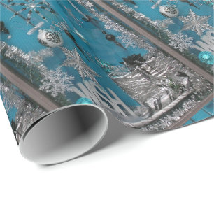 Papier Cadeau Blue Make Wish Holiday