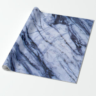 Papier Cadeau Blue & Marbre blanc Swirl Modern Chic Party
