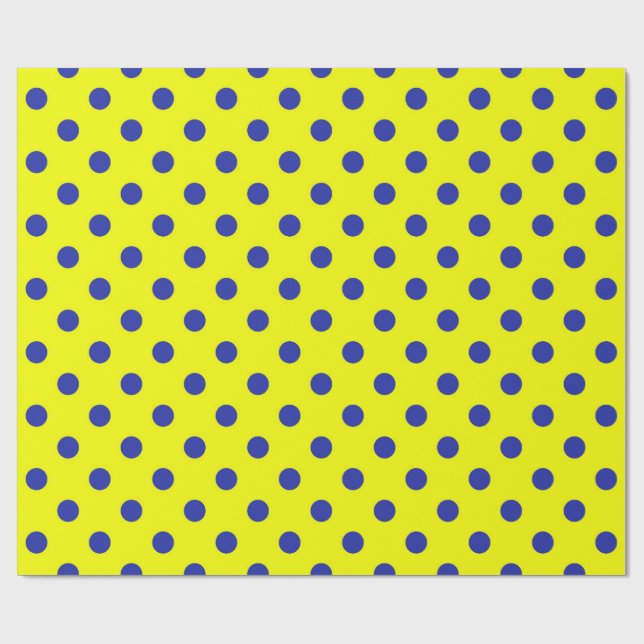 Papier Cadeau Blue On Yellow Polka Dots Pattern Design  (Plat)