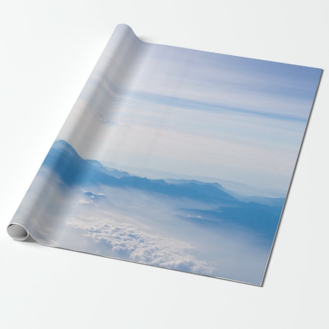 Papier Cadeau Blue sky and mountains view from airplane stylized (Déroulé)