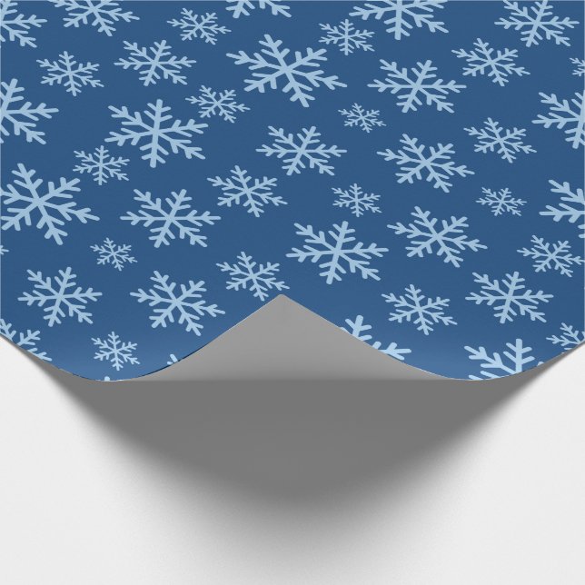 Papier Cadeau Blue Snowflakes pour un cadeau de vacances Festive (Coin)