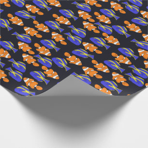 Papier Cadeau Blue Tang et poisson clown art océanique