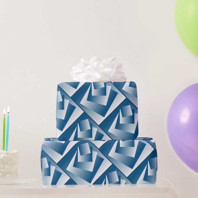 Papier Cadeau Blue Teal geometry (Cadeaux de fête)