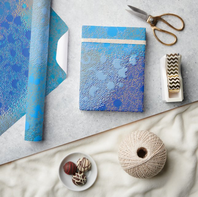 PAPIER CADEAU BLUE  TEXTURED ABSTRACT PATTERN (Artisanat)