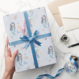 Papier Cadeau Blue Under the Sea Mermaid Birthday