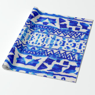 Papier Cadeau Blue watercolor tribal ethnique sans couture motif