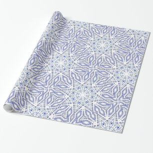 Papier Cadeau Blue White Christmas Star Moderne Motif géométriqu