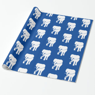 Papier Cadeau Blue White Elephant Cadeau Échange Jeu de Noël