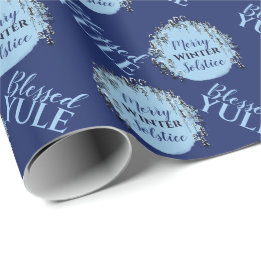 Papier Cadeau Blue Yule Joyeux arbres solstice hiver