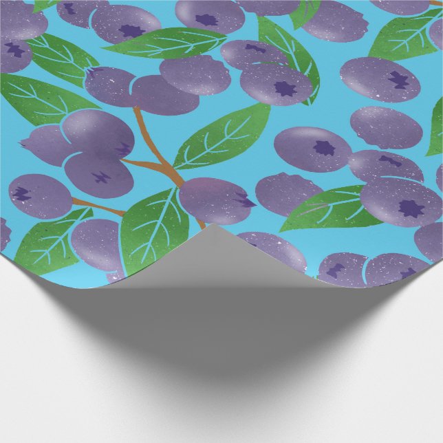 Papier Cadeau Blueberries - arrière - plan bleu (Coin)