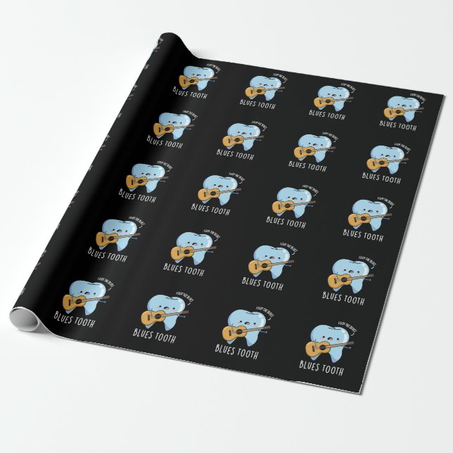 Papier Cadeau Blues Tooth Funny Dental Music Pun Dark BG (Déroulé)