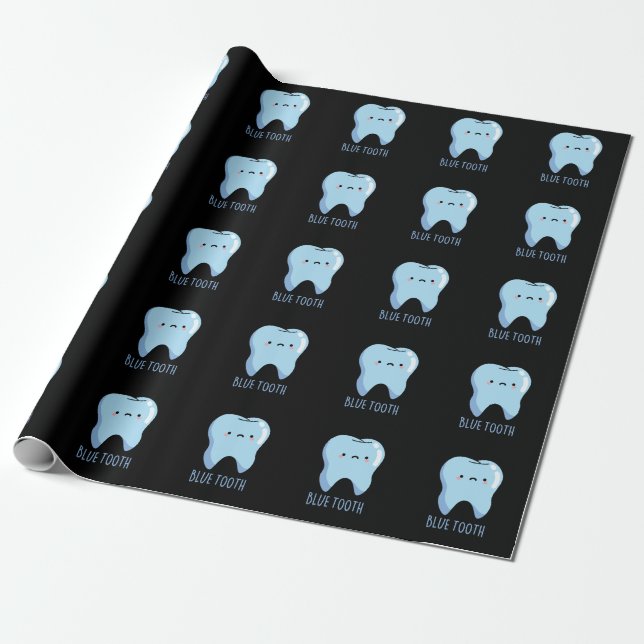 Papier Cadeau Bluetooth Funny Technique Blue Tooth Pun Dark BG (Déroulé)