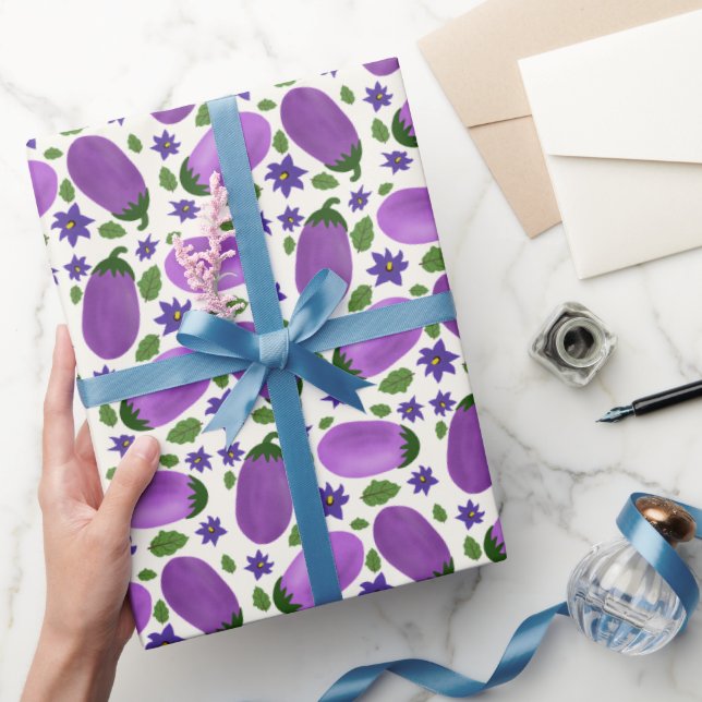 Papier Cadeau Blush & Bloom Eggplant Collection – Ivory Glow (Cadeaux)
