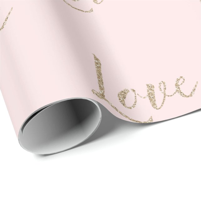 Papier Cadeau Blush Pink Gold Luxe Parties scintillant Love   (Coin rond)