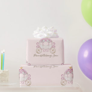Papier Cadeau Blush Princess Carriage Arrivée bientôt Baby showe