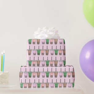 Papier Cadeau Boba Bubble Tapioca Pearl Lait Thé Boisson de lait