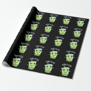 Papier Cadeau Boba Teeth drôle Boba Tea Pun Dark BG