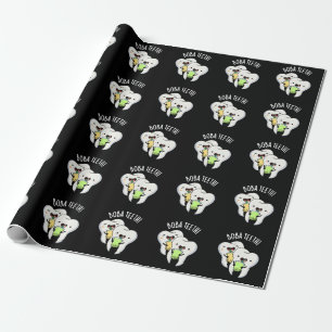 Papier Cadeau Boba Teeth drôle Boba Tea Pun Dark BG