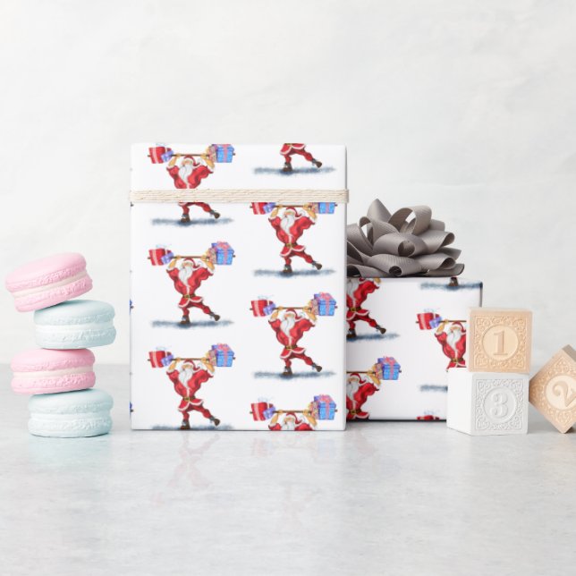 Papier Cadeau Bodybuilder Père Noël Funny Christmas Wrapper Papi (Baby Shower)