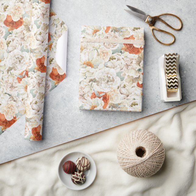 Papier Cadeau Bohème Floral Végétal Botanique (Artisanat)