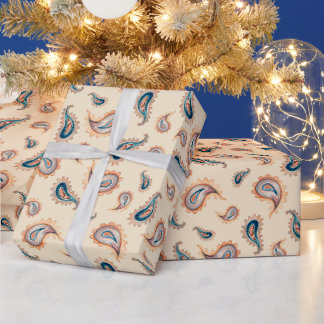 Papier Cadeau Bohême Paisley : Motif d'aquarelle à main