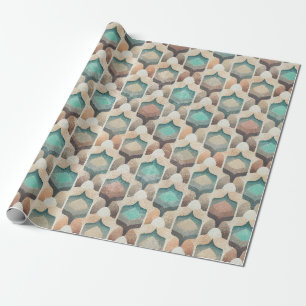 Papier Cadeau Bohème Vintage Motif Turquoise géométrique envelop