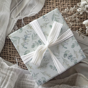 Papier Cadeau Boho Aquarelle Eucalyptus Mariage de verdure