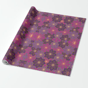 Papier Cadeau Boho arabe Elégant géométrique Marocain rose viole