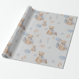Papier Cadeau Boho bébé ours en peluche Papier d'enveloppement