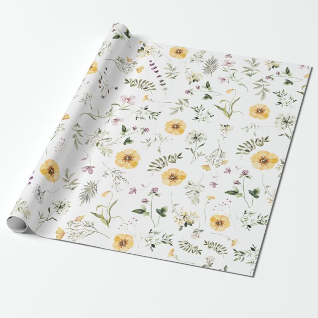 Papier Cadeau Boho Botanical Spring Fleur sauvage Garden (Déroulé)