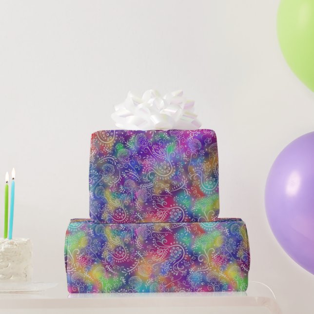 Papier Cadeau Boho Botaniques Purple Haze Batik Style (Cadeaux de fête)