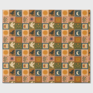 Papier Cadeau Boho Celestial | Soleil et lune rétro
