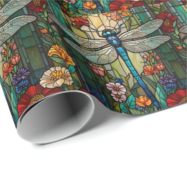 Papier Cadeau Boho chic dragonfly de style Art nouveau (Coin rond)