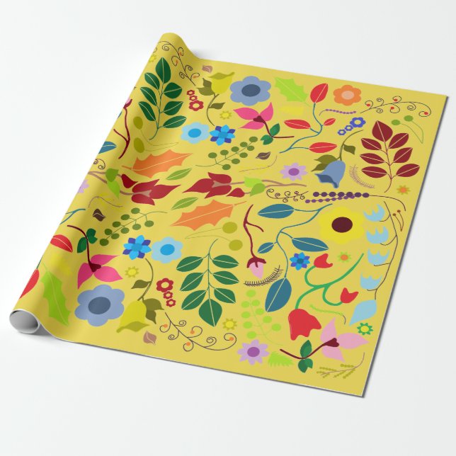 Papier Cadeau Boho Chic Floral Fête des Mères (Déroulé)