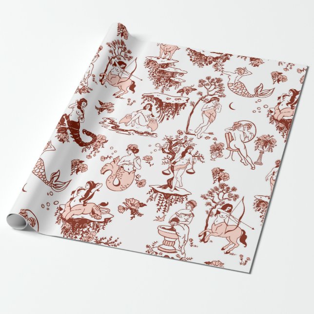 Papier Cadeau Boho Chic Zodiac Signet Toile Motif Astrologie Cad (Déroulé)