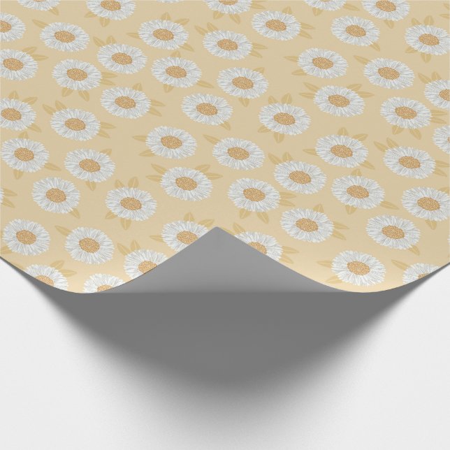 Papier Cadeau Boho Daisy Jaune Baby shower Floral (Coin)